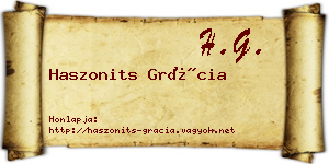 Haszonits Grácia névjegykártya